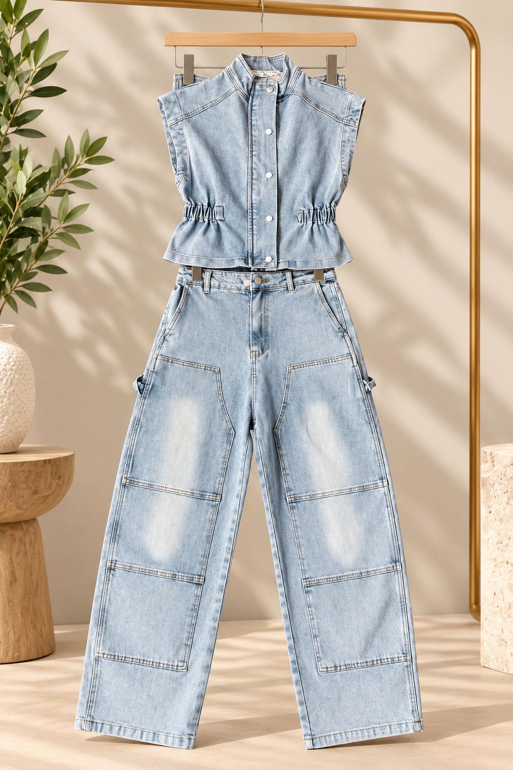 Denim Chic Two-Piece Set