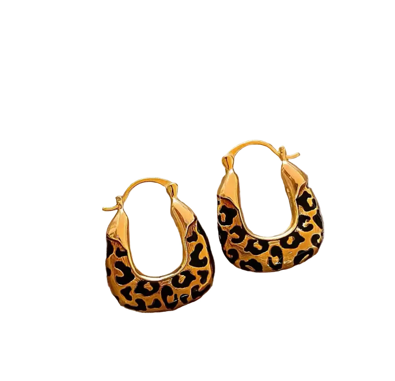 U-SHAPED LEOPARD PRINT EARRINGS