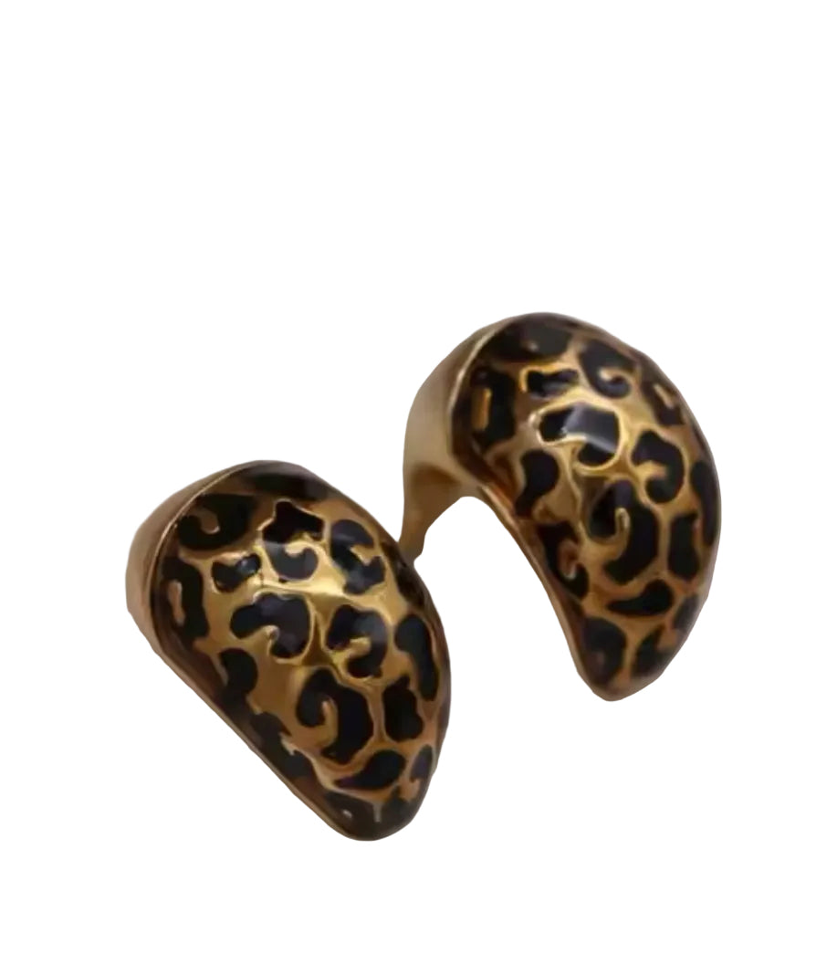 DROP SHAPED LEOPARD PRINT EARRINGS