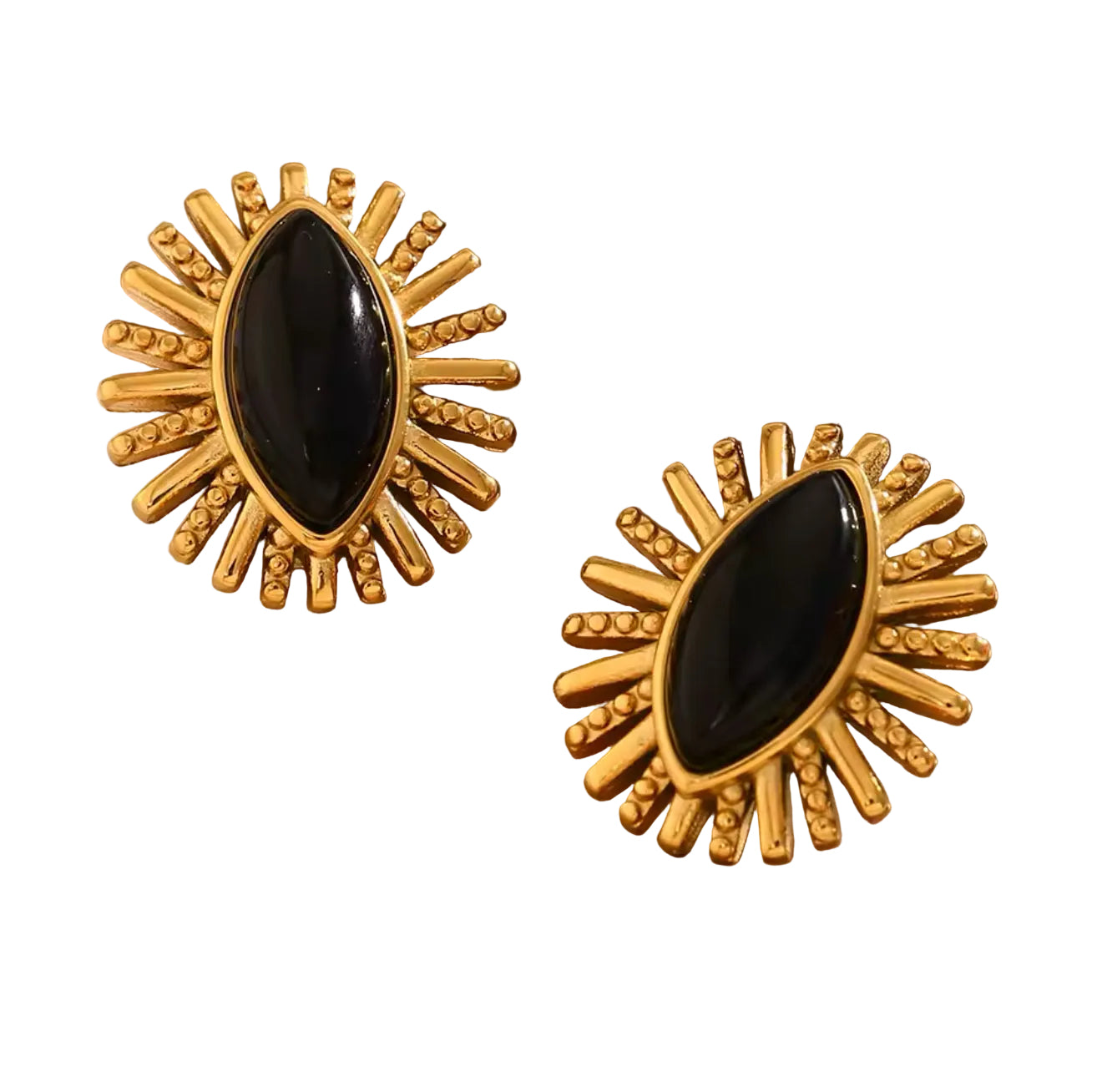 BLACK STONE EARRING