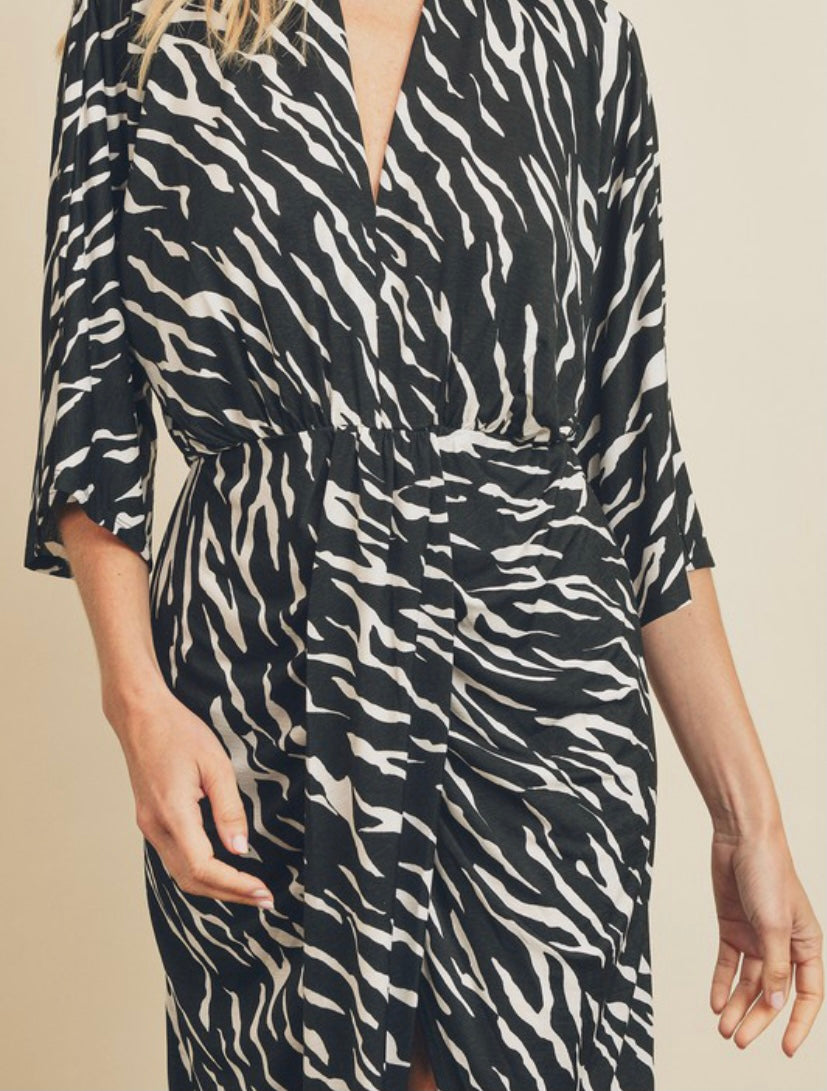 Zebra V-Neck Dress