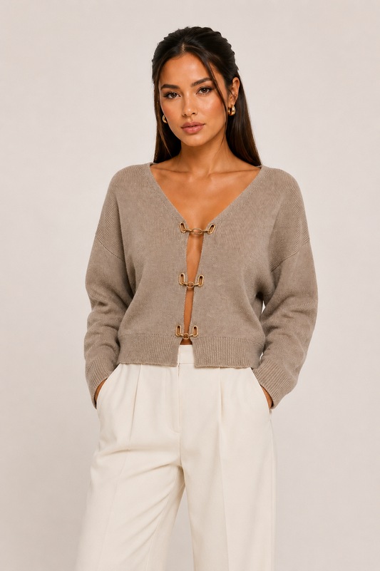 FRONT CARDIGAN WITH TRIM