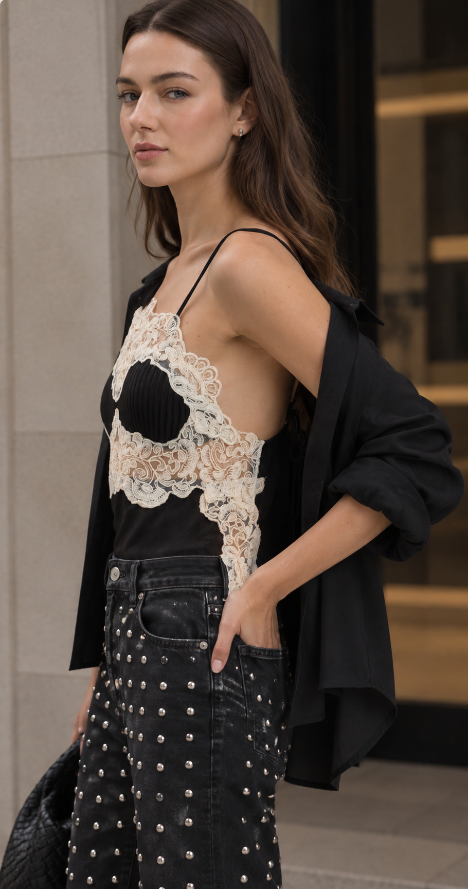 LACE SATIN CAMI  TOP