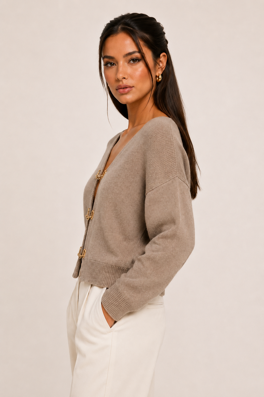 FRONT CARDIGAN WITH TRIM