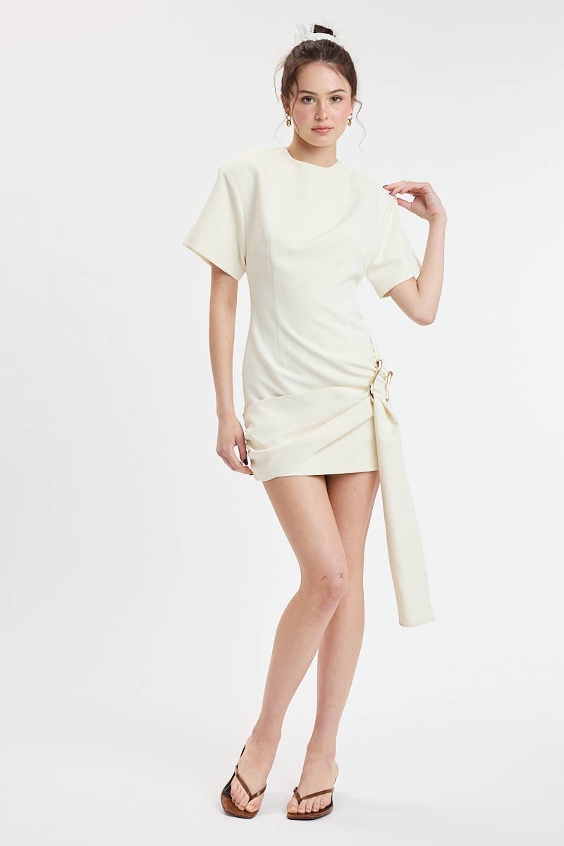 PADDED SHOULDER MINI DRESS