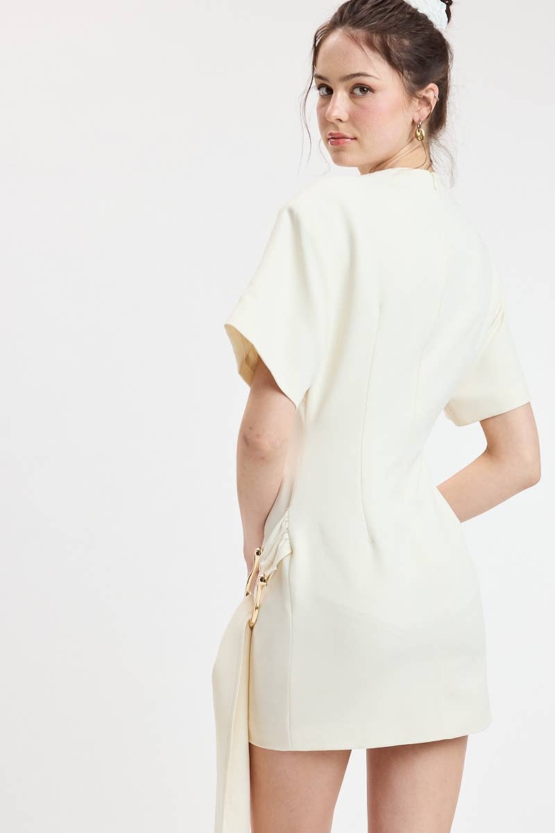PADDED SHOULDER MINI DRESS
