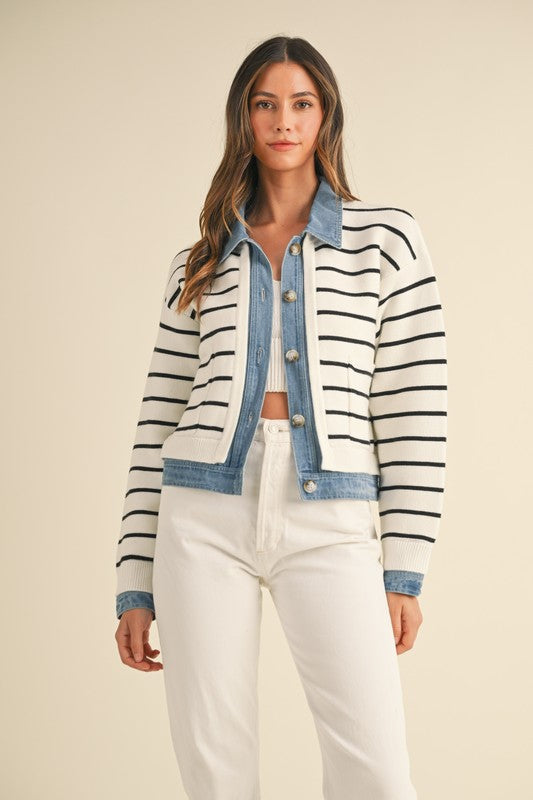STRIPED DENIM JACKET