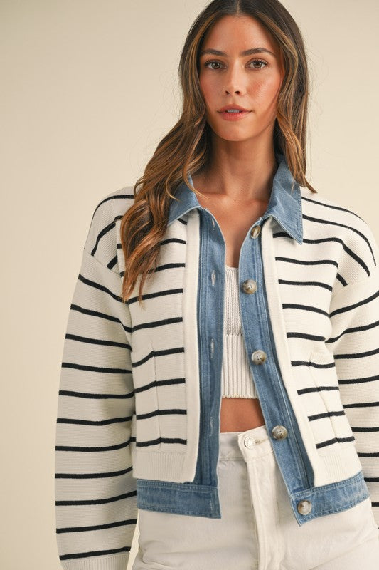 STRIPED DENIM JACKET