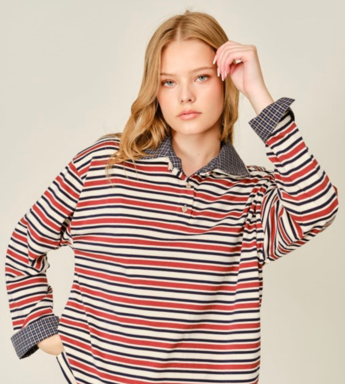 Vintage Stripe Contrast Polo
